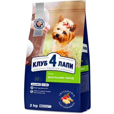 Сухой корм Клуб 4 Лапы Adult Small Breeds Premium для взрослых собак малых пород от 1 года, 2 кг