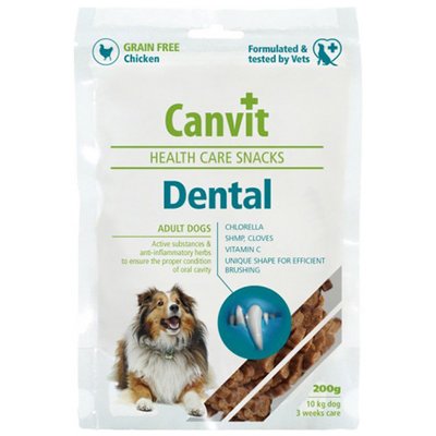Canvit Dental Напіввологі ласощі для щоденного догляду за зубами і ротовою порожниною для собак, 200 г