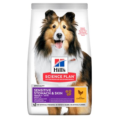 HILL'S SP Adult Sensitive Stomach & Skin Medium Хіллс Сухий Корм для Собак з Куркою - 2,5 кг