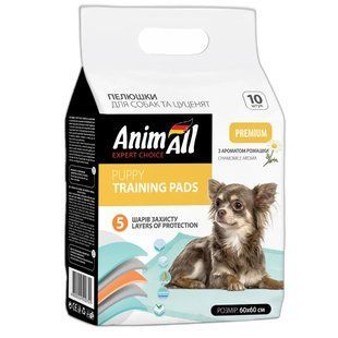 Пелюшки AnimAll Puppy Training Pads для собак та цуценят з ароматом ромашки 60*60см, 10шт