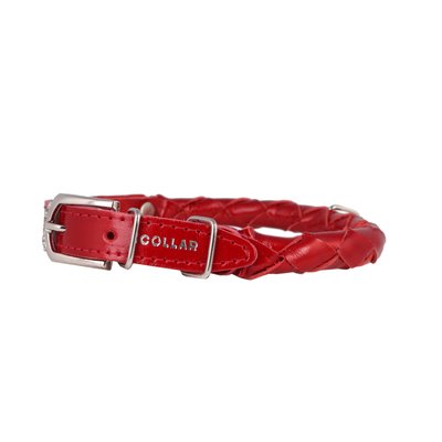 Collar brilliance нашийник шкіряний для собак, червоний, довжина 30-38 см