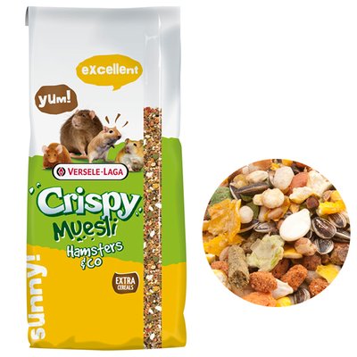 Versele-Laga Crispy Muesli Hamster ВЕРСЕЛЕ-ЛАГА КРИСПИ МЮСЛИ ХОМЯК корм для хомяков, крыс, мышей, песчанок, 20 кг