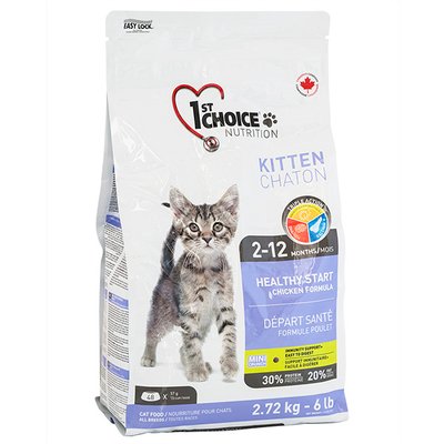 1st Choice Kitten Healthy Start ФЕСТ ЧОЙС КУРИЦА ДЛЯ КОТЯТ сухой суперпремиум корм для котят, 2.72 кг