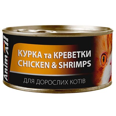 AnimAll Cat Chicken and Shrimps - консерва для кошек с курицей и креветками 85 г