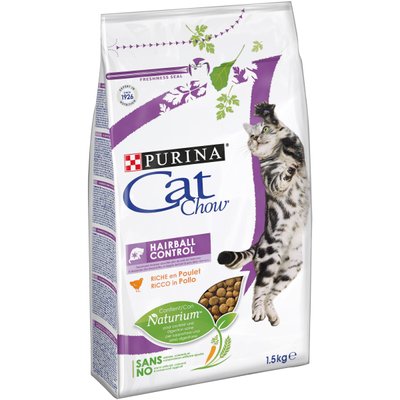 CAT CHOW Hairball - Сухой корм для взрослых кошек, для контроля образования комков шерсти 1,5 кг