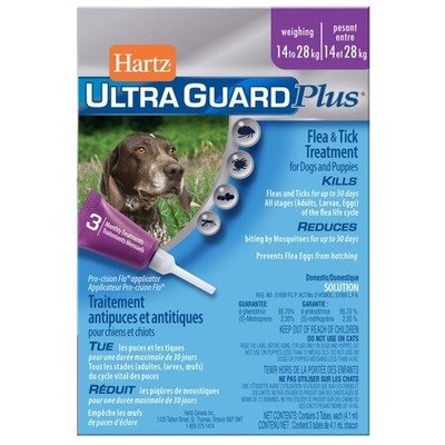 Hartz UltraGuard Plus (Хартс) капли от блох, блошиных яиц, клещей, коморов (4 в 1) для собак и щенков 14-28 кг, пипеика