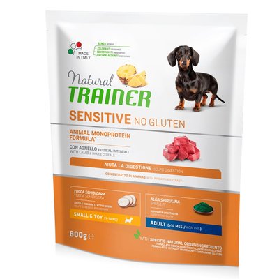 Trainer Dog Sensitive Small & Toy With Lamb Трейнер сухий корм для дорослих собак дрібних порід, з ягням і цілісним злаком, 800 г
