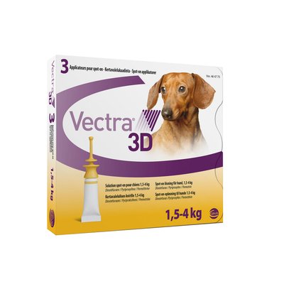 Vectra 3D (Вектра 3Д) капли от блох и клещей для собак и щенков весом 1,5–4 кг, упаковка